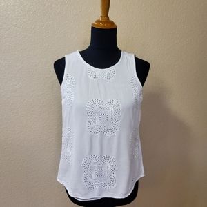 New Daniel Rainn White Embroidered Sleeveless Tank Top Size M